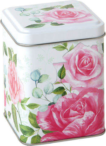 Rose Tin Box With White Lid