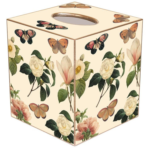 Flowers And Butterflies Tissue Box Cover