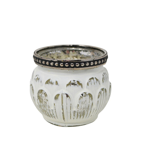 Antiqued White Tealight Candle Holder