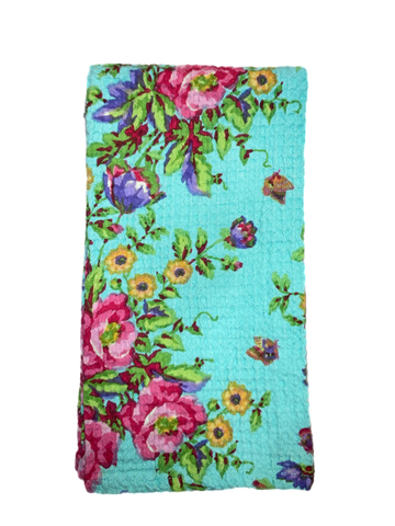 April Cornell Penny's Patio Tea Towel -Turquoise, INDIVIDUALLY SOLD