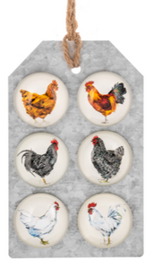 Chicken And Rooster Magnets, Set Of 6