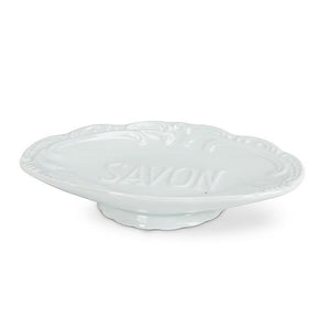 White Embossed Soap Dish