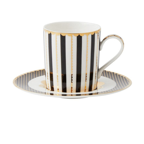 Black And Gold Espresso Shot Cup And Saucer