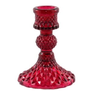 Depression Glass Taper Candle Holder, SMALL RED