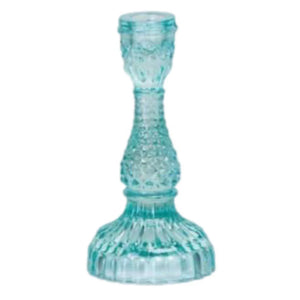 Depression Glass Taper Candle Holder, MEDIUM AQUA