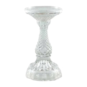 Depression Glass Pillar Candle Holder, SMALL CLEAR