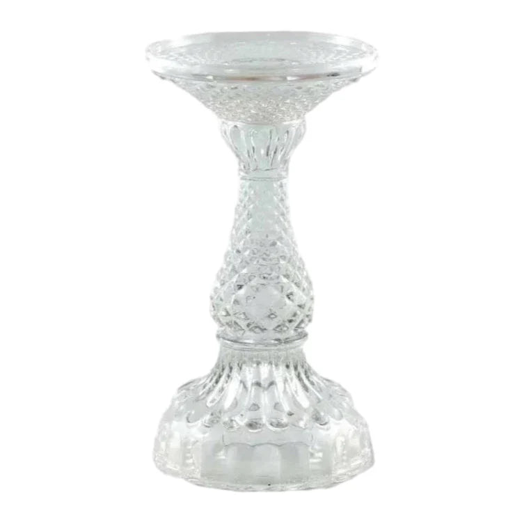 Depression Glass Pillar Candle Holder, LARGE CLEAR