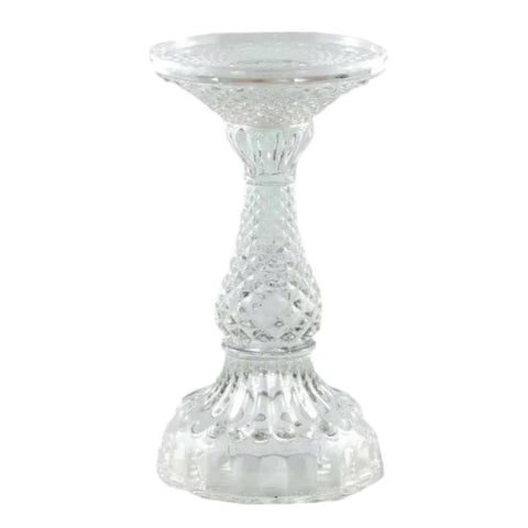 Depression Glass Pillar Candle Holder, LARGE CLEAR