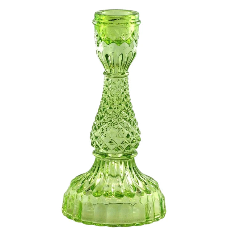 Depression Glass Taper Holder: MEDIUM LIME