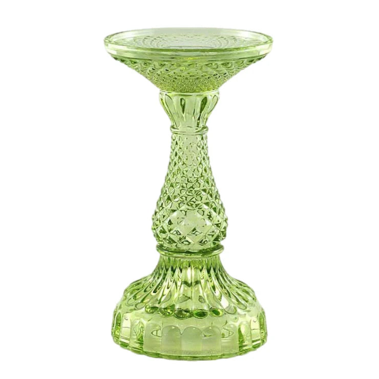 Depression Glass Pillar Candle Holder: LARGE LIME