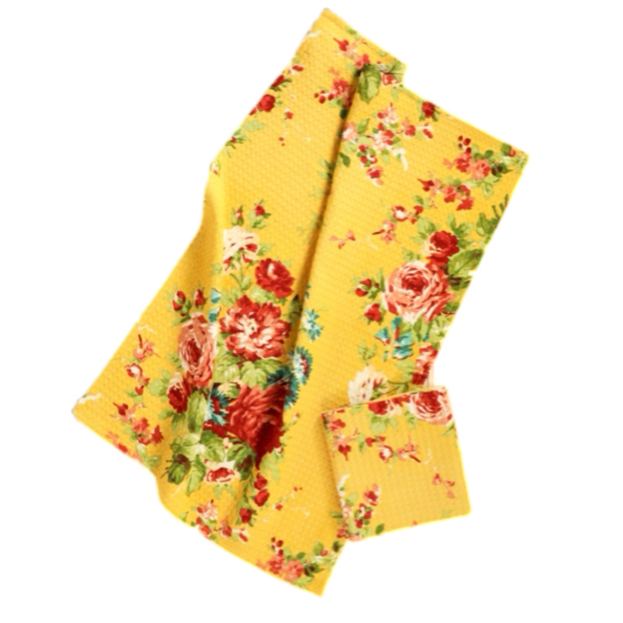 Yellow Cottage Rose Tea Towel, INDIVIDUALLY SOLD