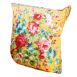 Yellow Cottage Rose Pillow