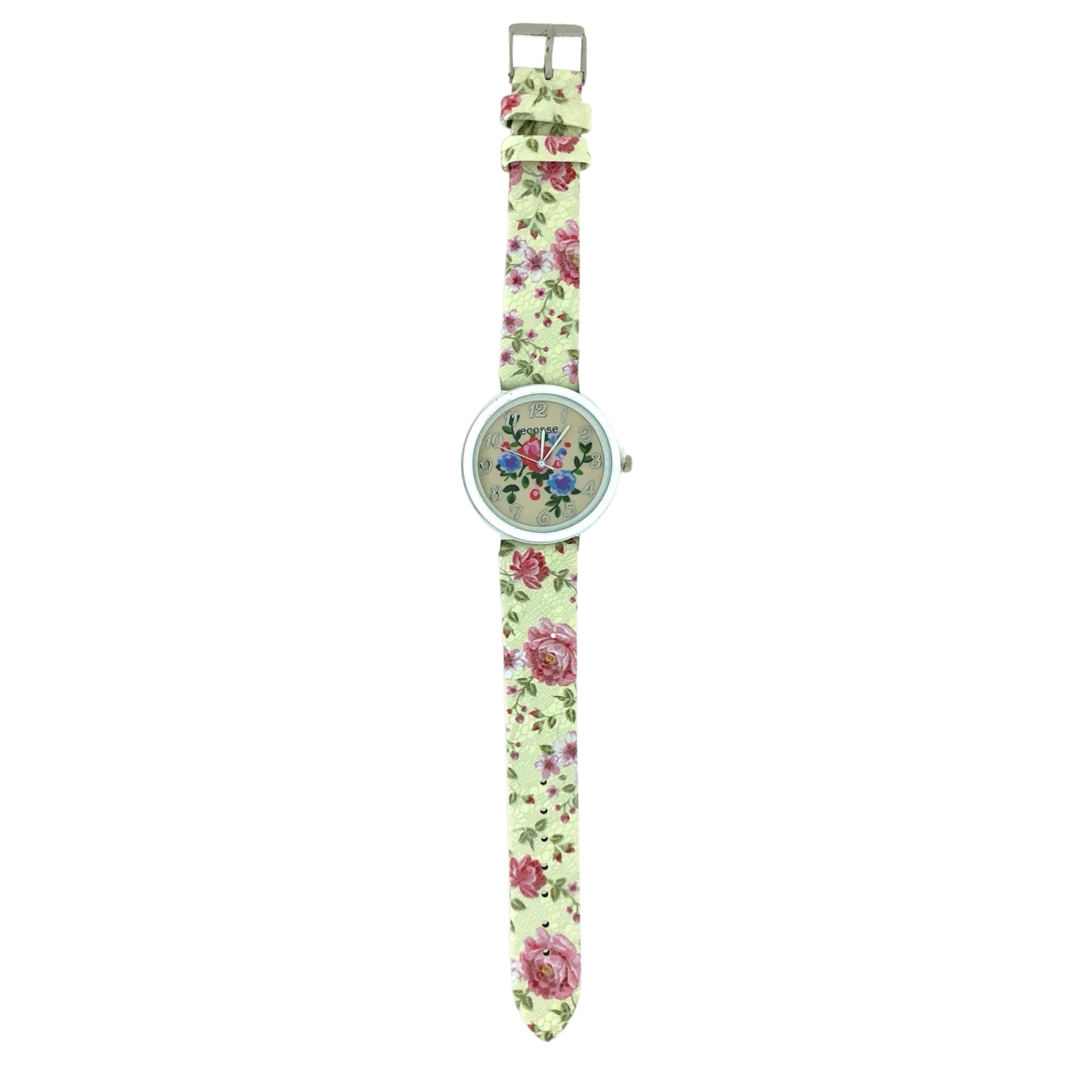 Cream Floral Ladies Jewelry Watch