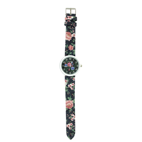 Black Floral Ladies Jewelry Watch