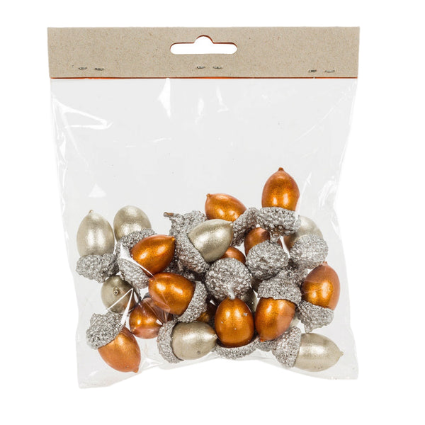 Metallic Acorns, Set Of 24