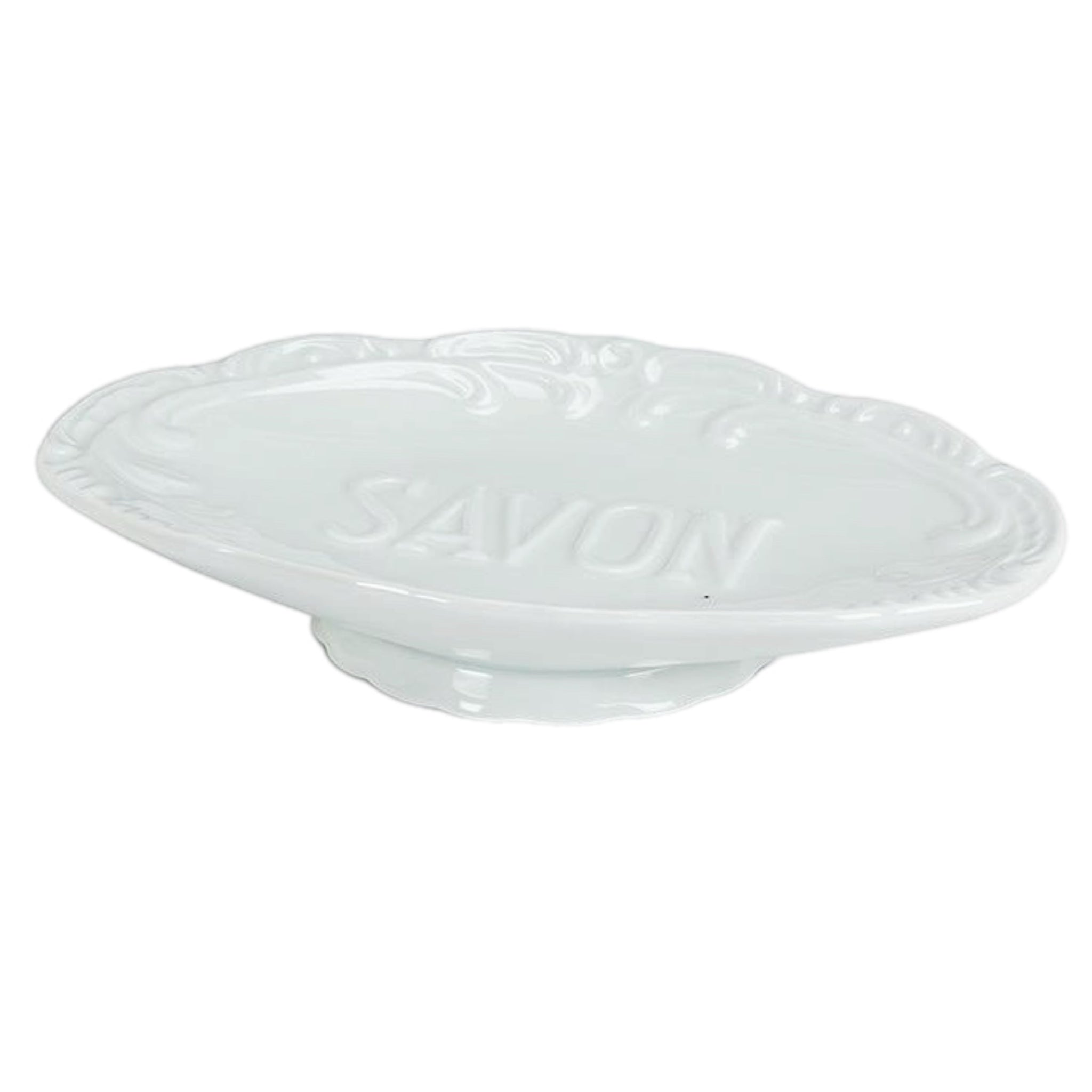 White Embossed Soap Dish