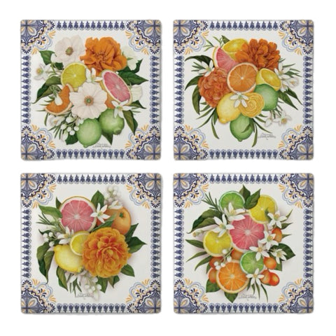 Mediterranean Citrus Coasters, Set Of 4