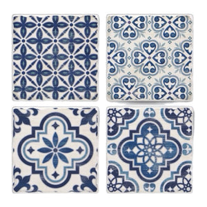 Blue And White Tile Coasters, Set Of 4