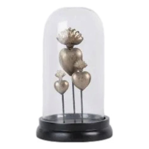 Three Hearts With Flames In Dome Figurine