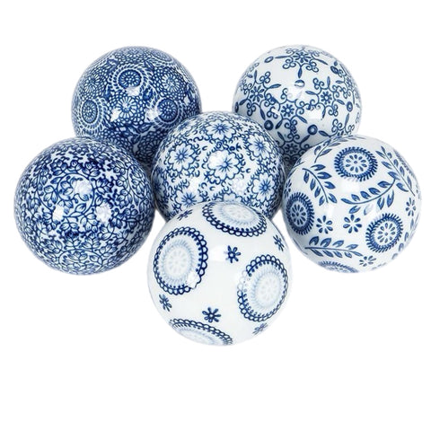 Assorted Blue Pattern Decorative Ball Figurine, INDIVIDUALLY SOLD