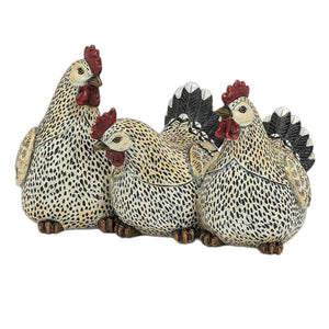 Roosters In A Row Figurine