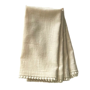 Ivory Lace Linen Napkin, Set Of 4