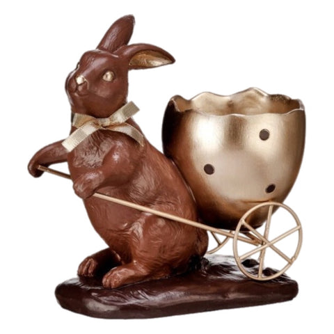 Chocolate Bunny With Cart Figurine