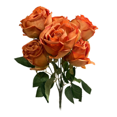 16" Burnt Orange Rose Bouquet