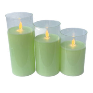 Assorted Slim  Pillar Flameless Candle: Green, INDIVIDUALLY SOLD