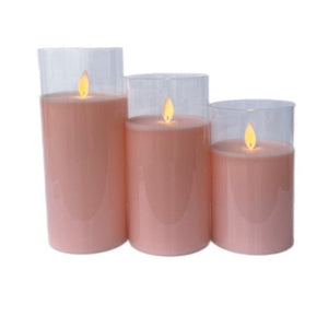 Assorted Pillar Flameless Candle: Pink, INDIVIDUALLY SOLD