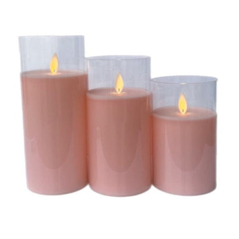 Assorted Slim Pillar Flameless Candle: Pink, INDIVIDUALLY SOLD