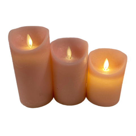 Assorted Wide Pillar Flameless Candle: Pink, INDIVIDUALLY SOLD