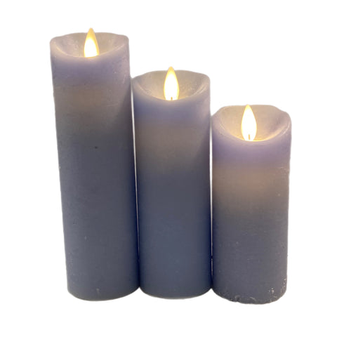 Assorted Slim Pillar Flameless Candle: Periwinkle Blue, INDIVIDUALLY SOLD