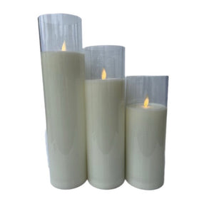 Assorted Slim Pillar Flameless Candle: Cream, INDIVIDUALLY SOLD