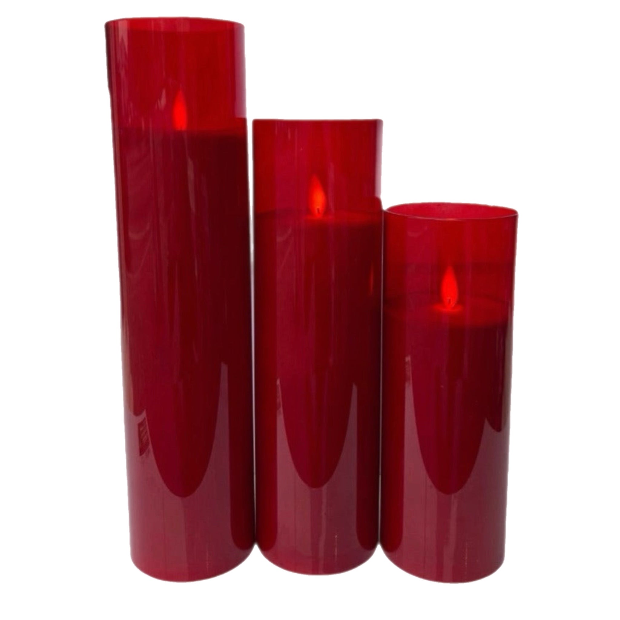 Assorted Slim Pillar Flameless Candle: Red, INDIVIDUALLY SOLD