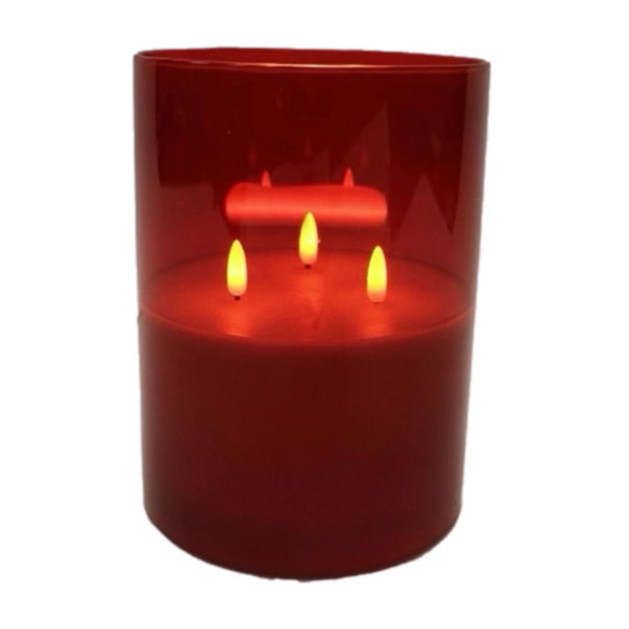 6" x 8" Triple Wick Pillar Flameless Candle: Red