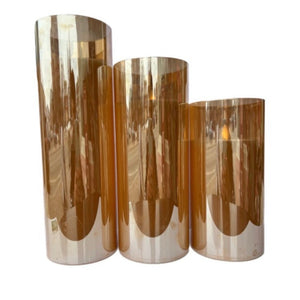 Assorted Slim Pillar Flameless Candle: Amber, INDIVIDUALLY SOLD