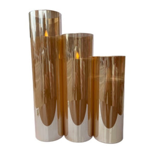 Assorted Wide Pillar Flameless Candle; Amber, INDIVIDUALLY SOLD