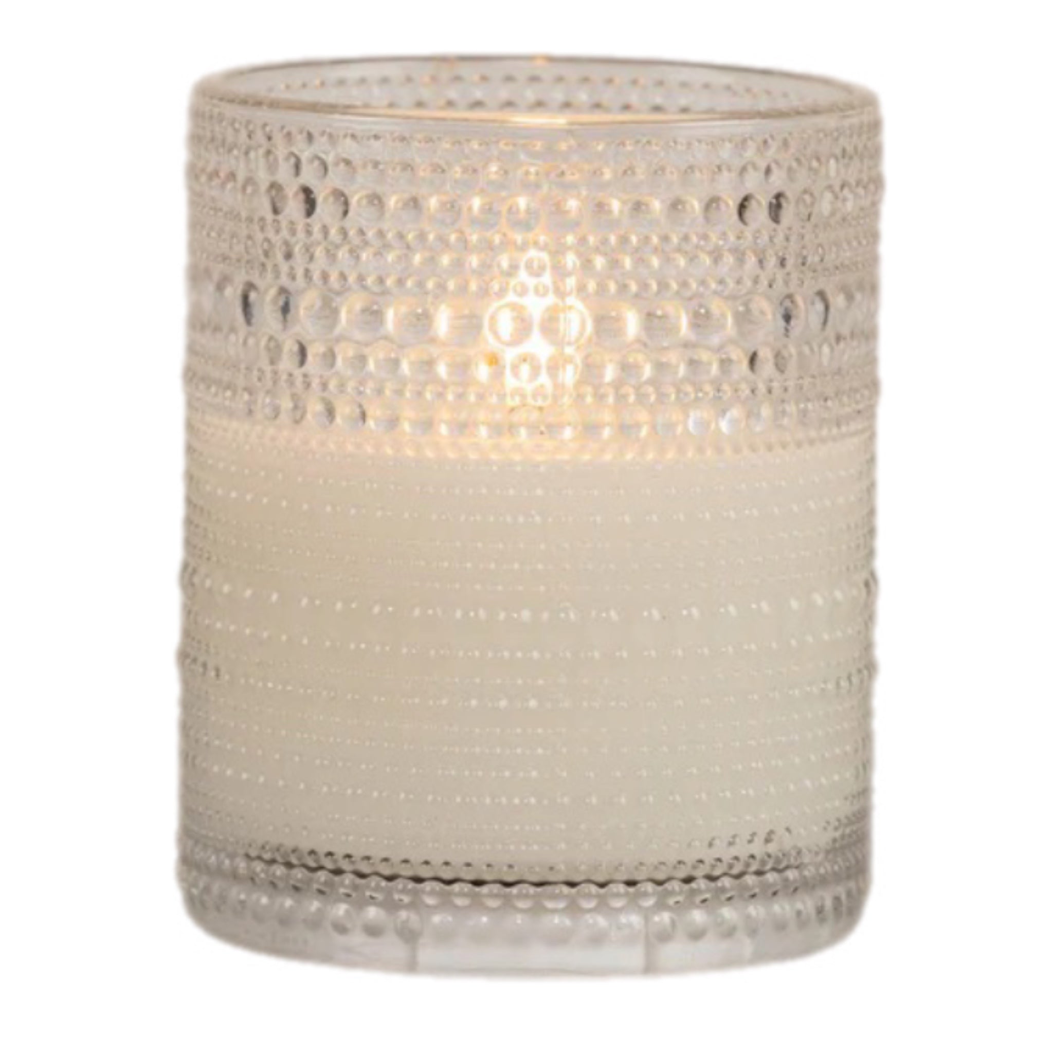 4" X 5" Clear Dotted Jar Pillar Flameless Candle