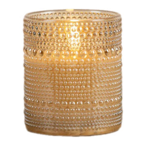 3.5" X 4" Champagne Dotted Jar Pillar Flameless Candle