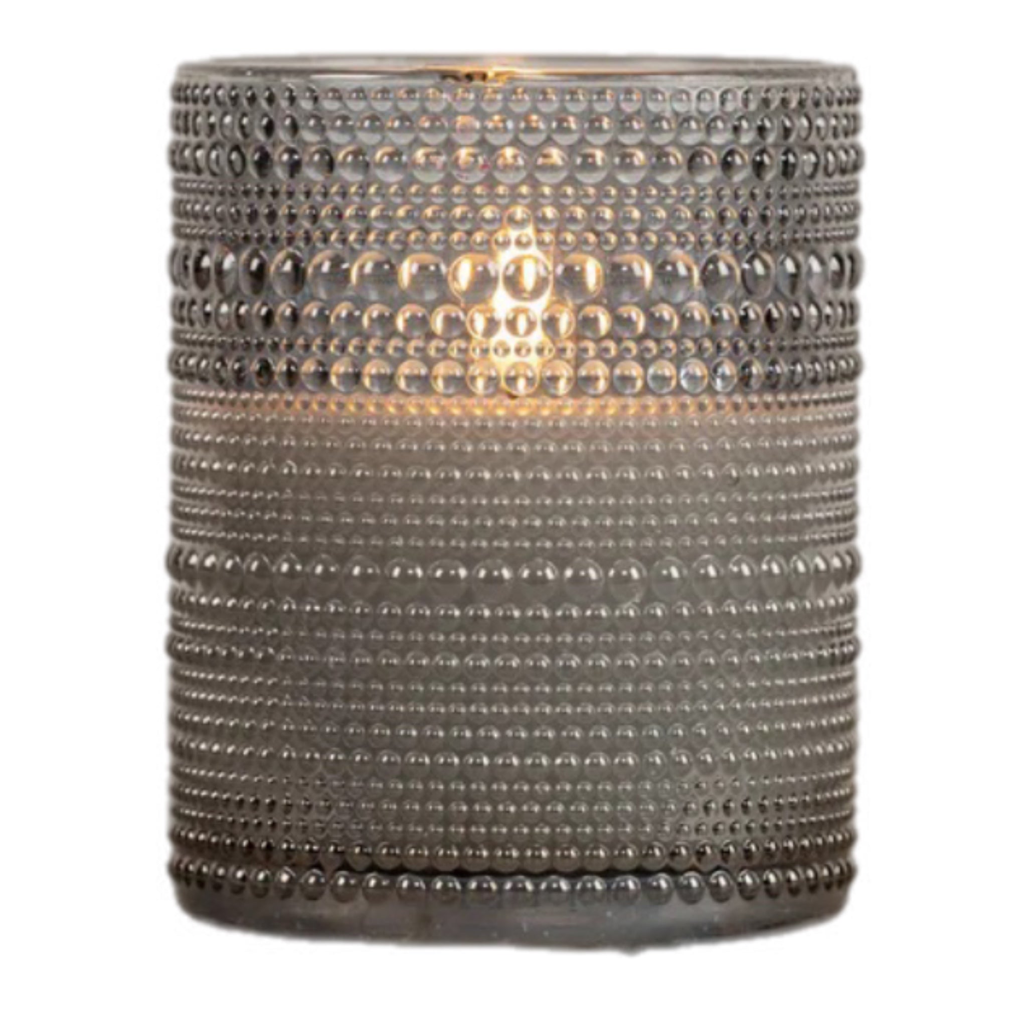 4" X 5" Grey Dotted Jar Pillar Flameless Candle