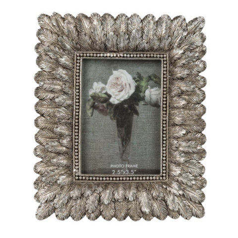 2.5" X 3.5" Silver Feather Photo Frame