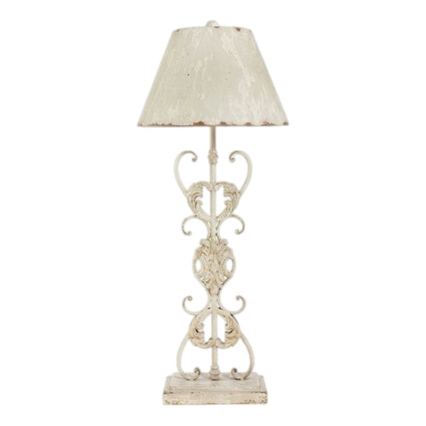 Distressed Metal Scroll Table Lamp