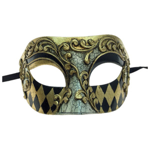 Black And Gold Diamond Venetian Mask