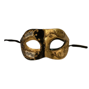 Black And Gold Music Note Venetian Mask