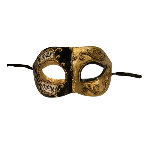 Black And Gold Music Note Venetian Mask