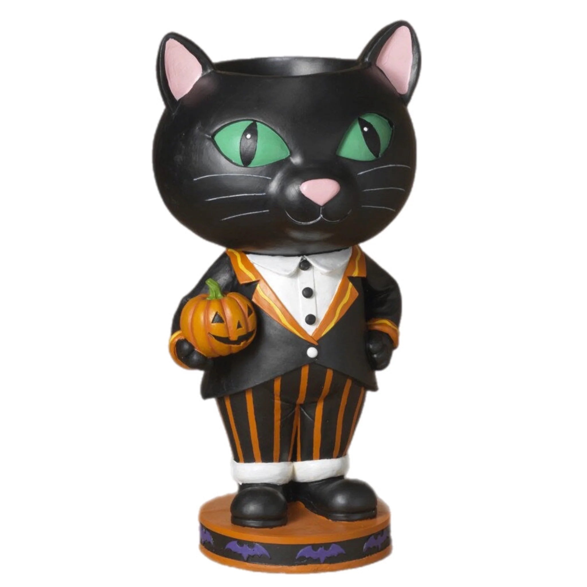 Black Cat Halloween Candy Holder Figurine