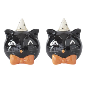 Black Cat Halloween Salt & Pepper, Set Of 2