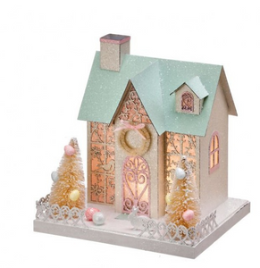 Pink Lit House Figurine