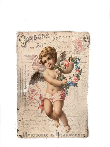 Cupid With Flower Wreath Sign